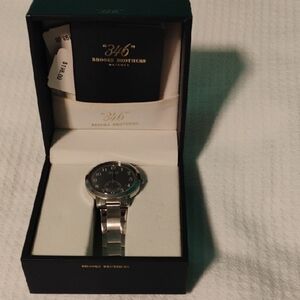 Brooks Brothers Black and Silver Men's Watch